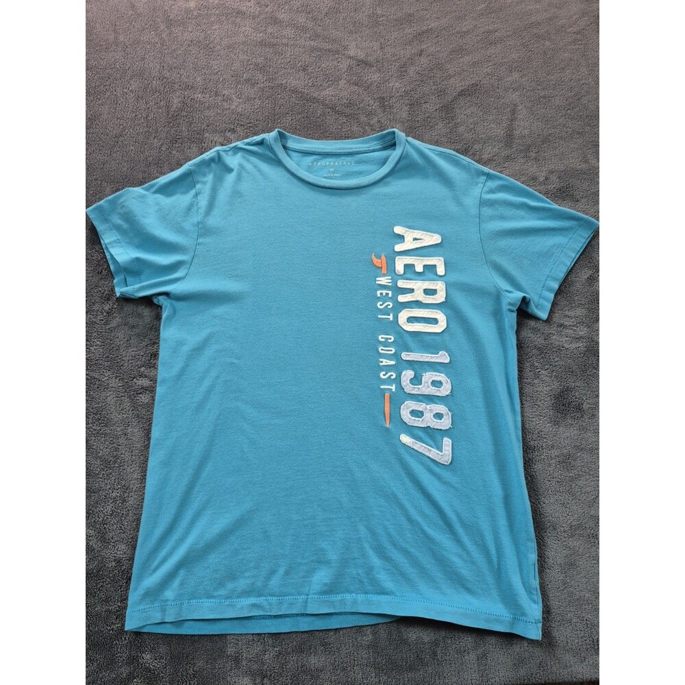 MEN'S AEROPOSTALE TEAL MEDIUM WEST COAST 1987 T-SHIRT LOGO